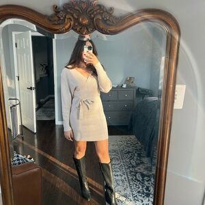 Elegant Cream Sweater Dress